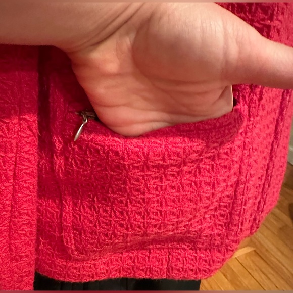 Coldwater Creek Pink Embroidered Geometric Design Zip Up Blazer Sz 8 Fully Lined - Picture 3 of 14